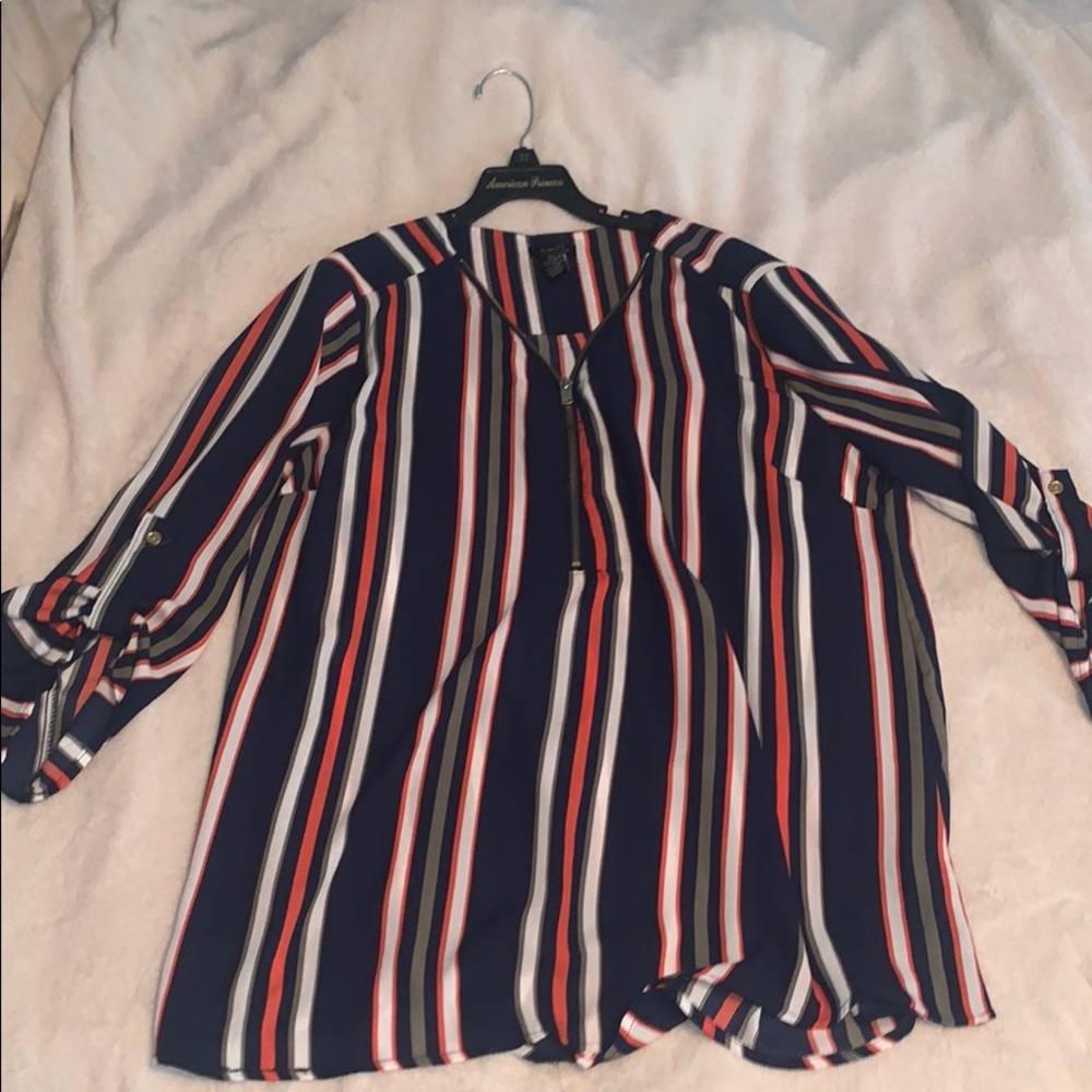 Stripped shirt with zipper, never wore